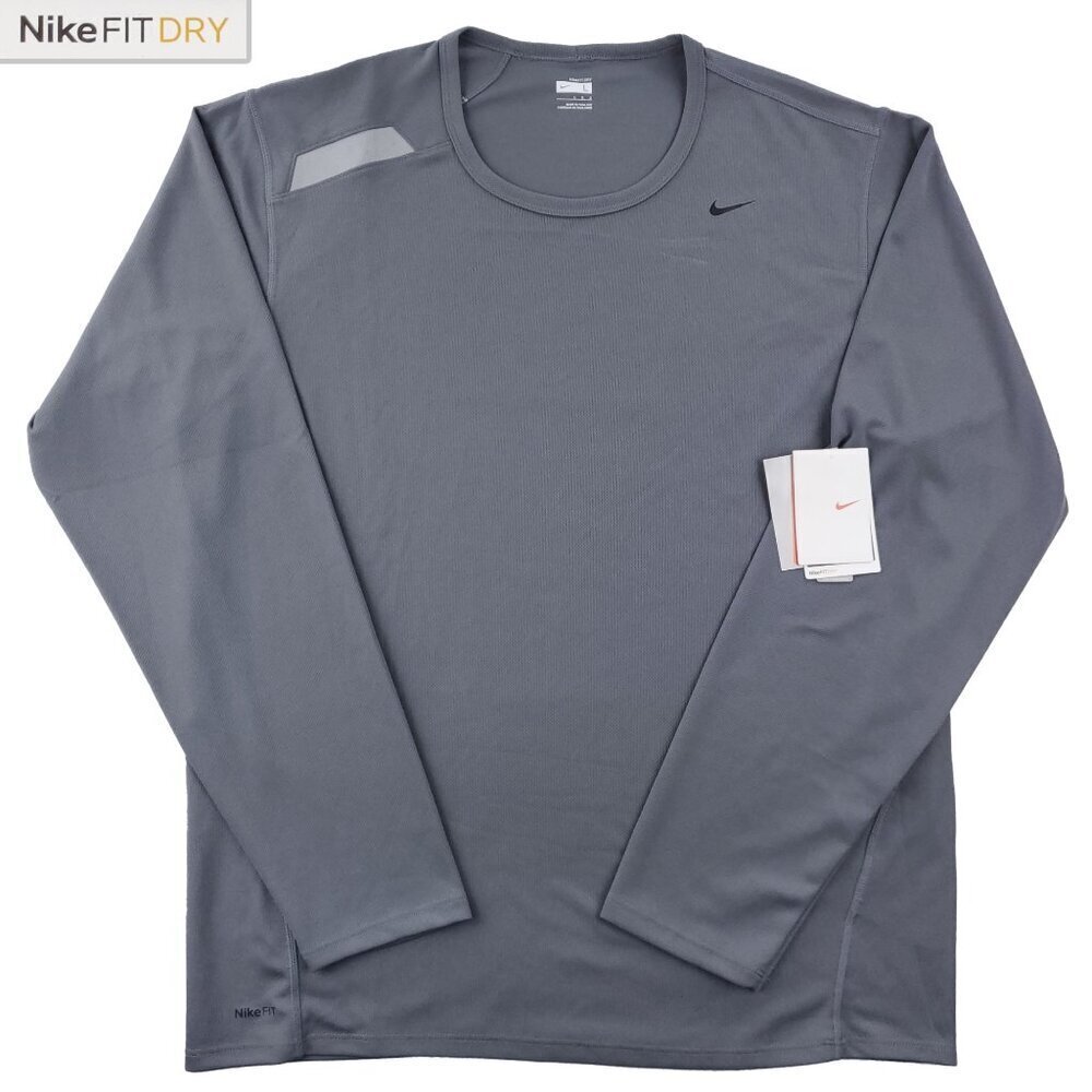 Nike Fit Dry Shirt Swoosh UV Protective Dri-Fit Running Top Men's Large NWT